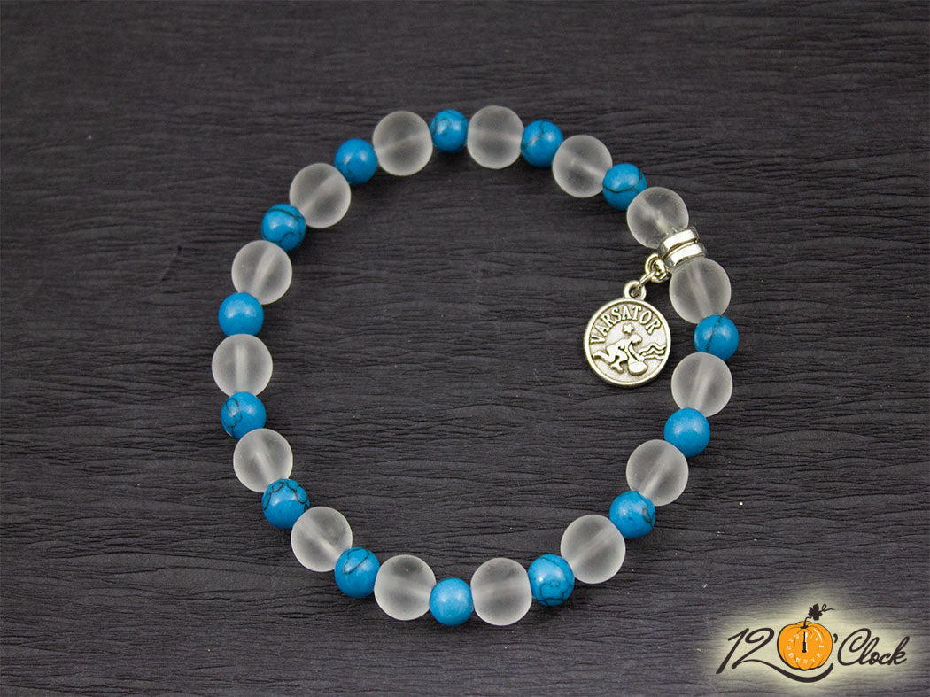 Гривна "Син тюркоаз и планински кристал" - Зодия Водолей