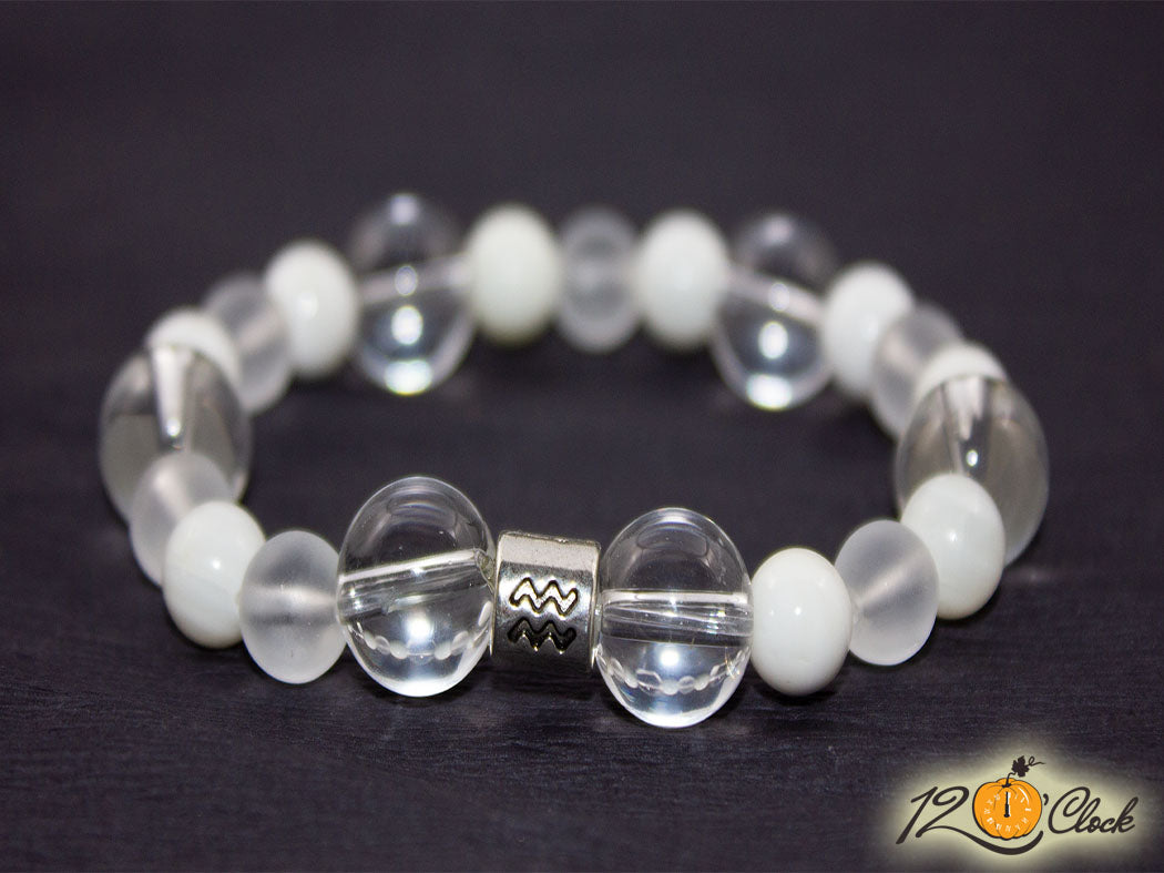 Гривна "Седеф и планински кристал" - Зодия Водолей