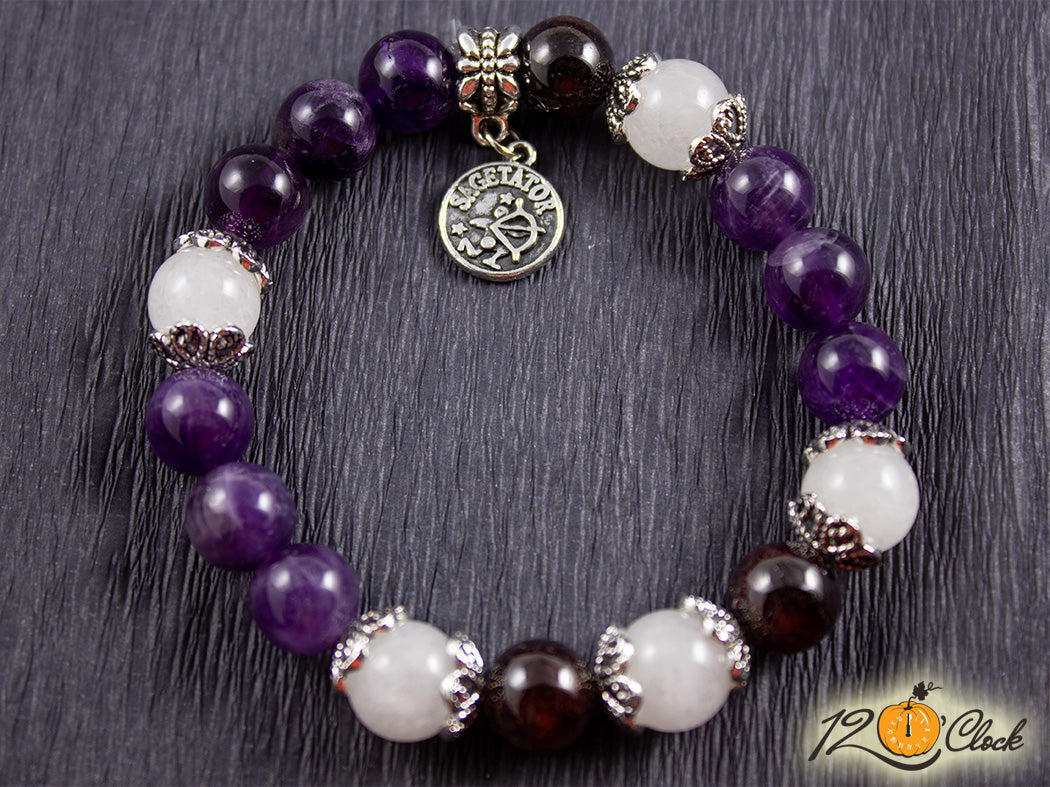 Гривна "Гранат, аметист и халцедон" - зодия Стрелец