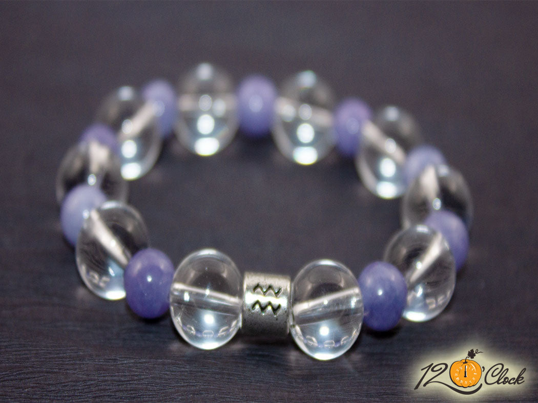 Гривна "Аквамарин и планински кристал" - Зодия Водолей