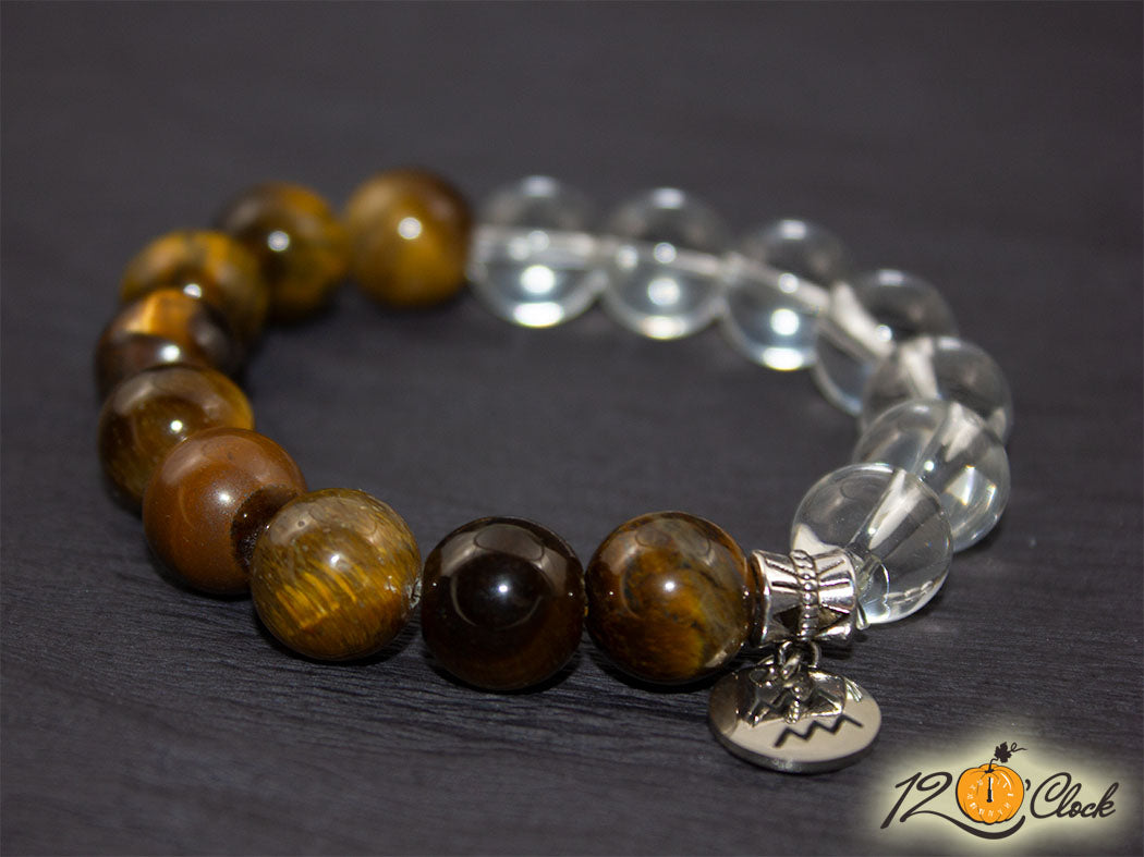 Гривна "Тигрово око и планински кристал" - Зодия Водолей