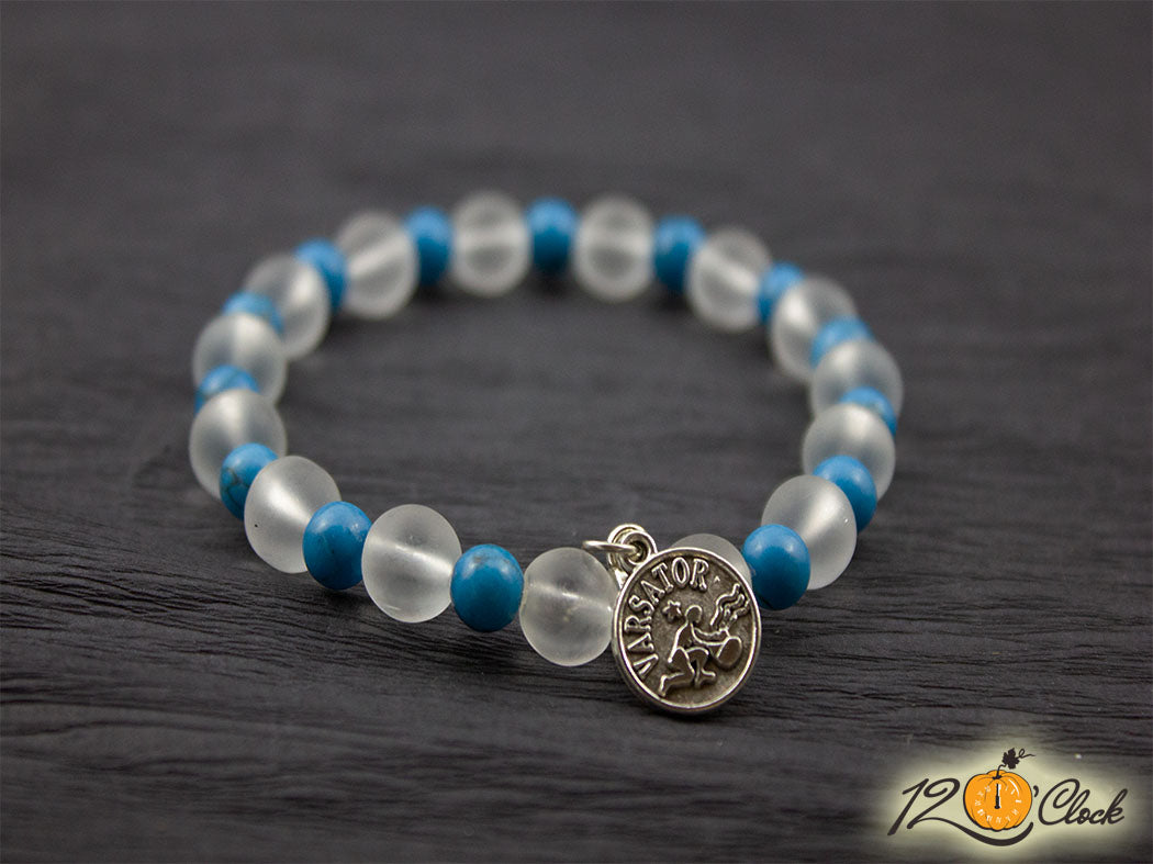 Гривна "Син тюркоаз и планински кристал" - Зодия Водолей