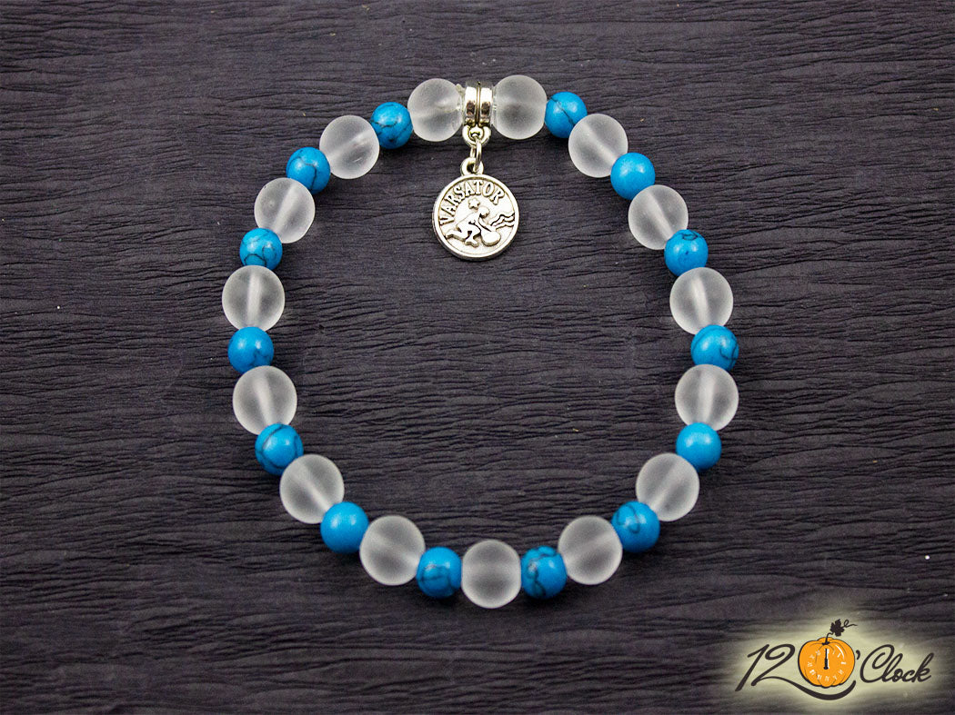 Гривна "Син тюркоаз и планински кристал" - Зодия Водолей