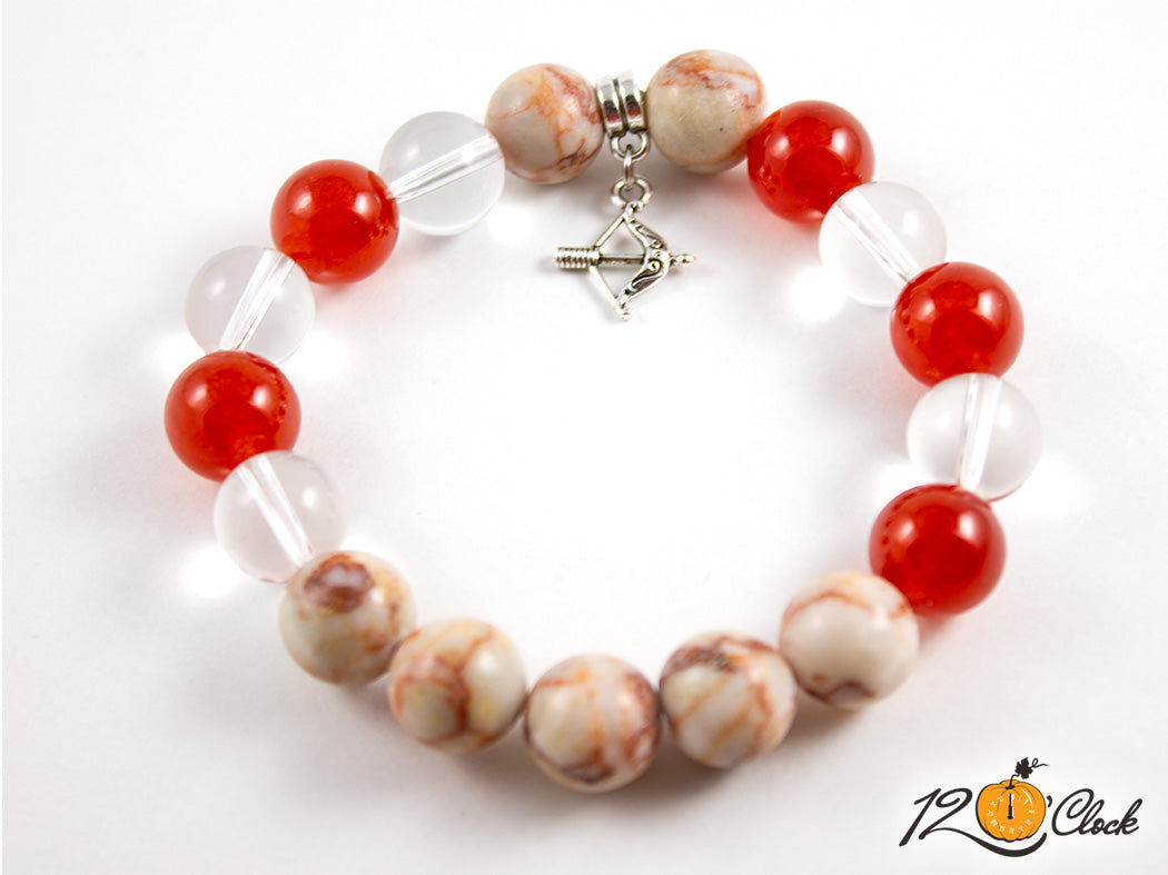 Гривна "Родохрозит, карнеол и планински кристал" - Зодия Стрелец