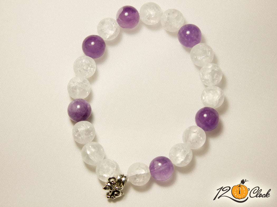 Ръчно изработена гривна с аметист и планински кристал от Twelve O'clock
