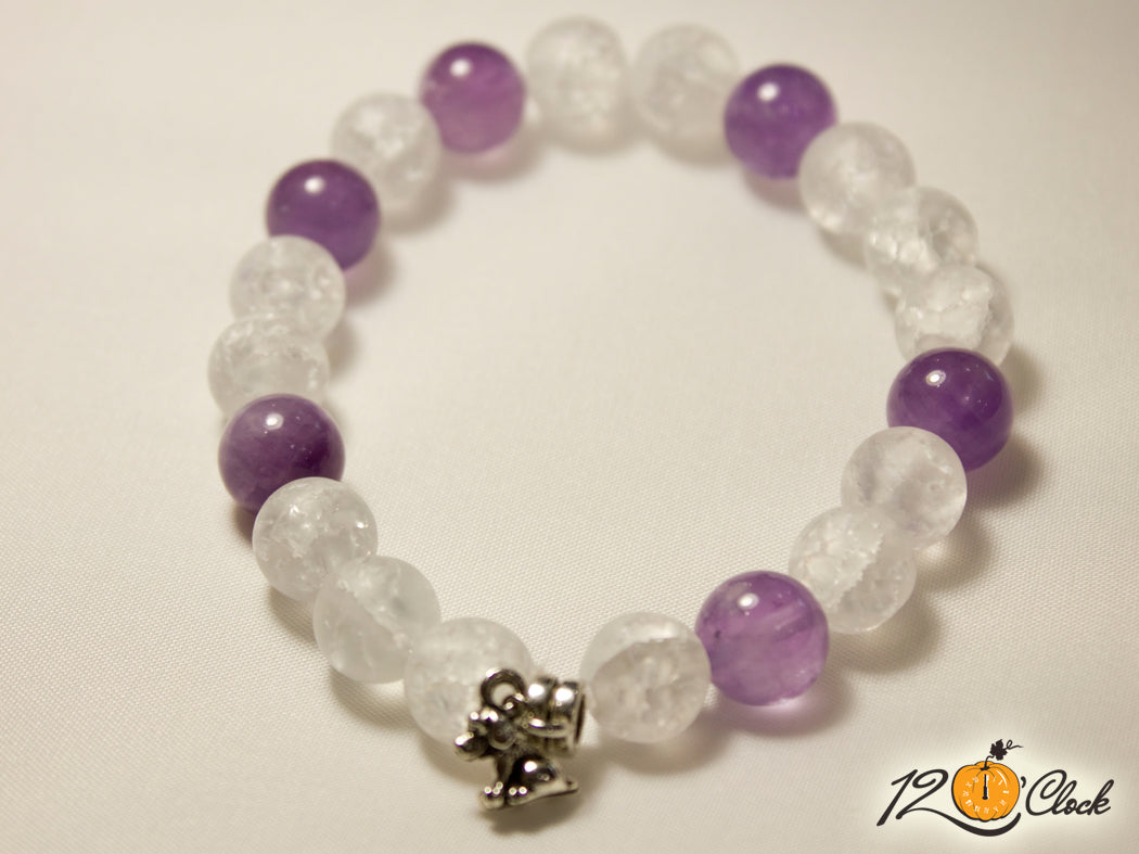 Ръчно изработена гривна с аметист и планински кристал от Twelve O'clock