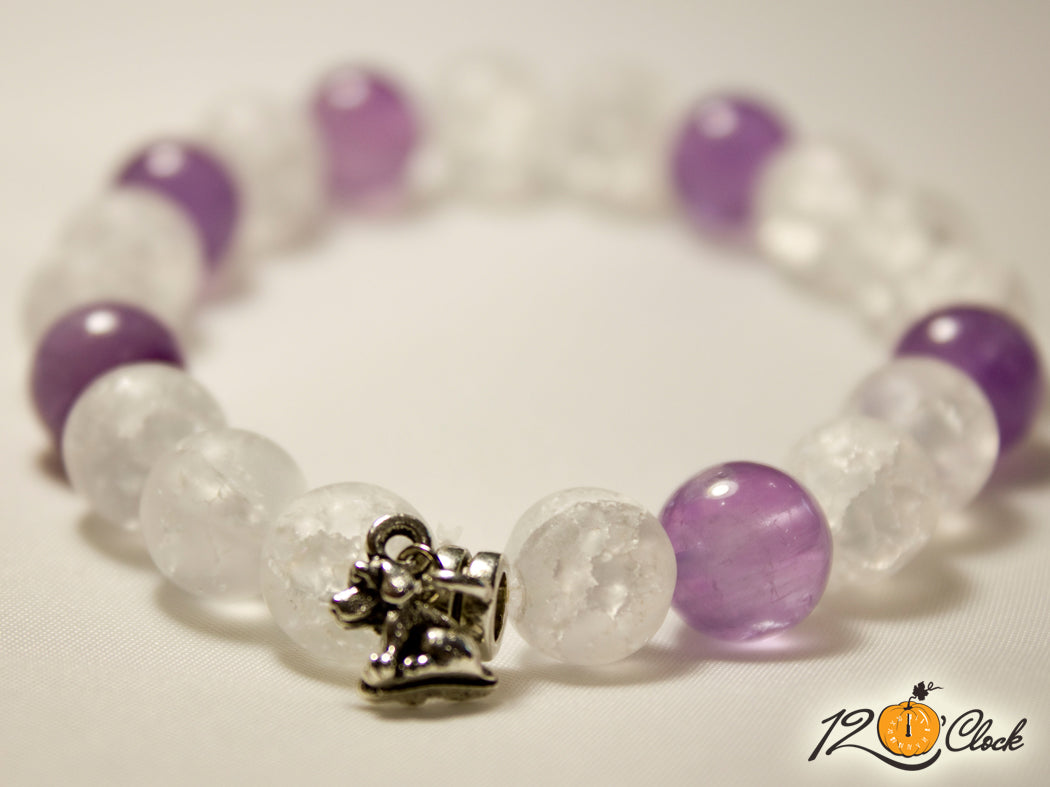 Ръчно изработена гривна с аметист и планински кристал от Twelve O'clock