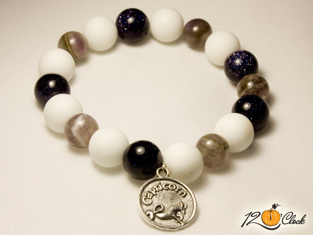 Гривна от Слънчев камък , ахат и аметист от Twelve O'clock