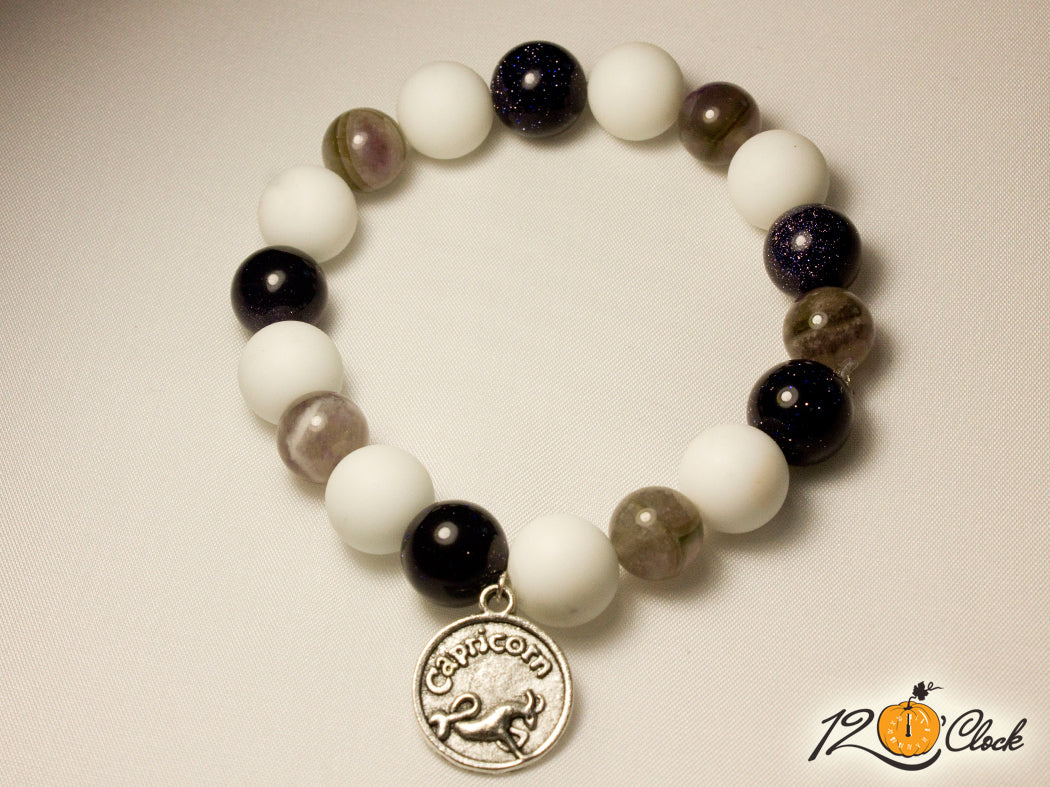 Гривна от Слънчев камък , ахат и аметист от Twelve O'clock