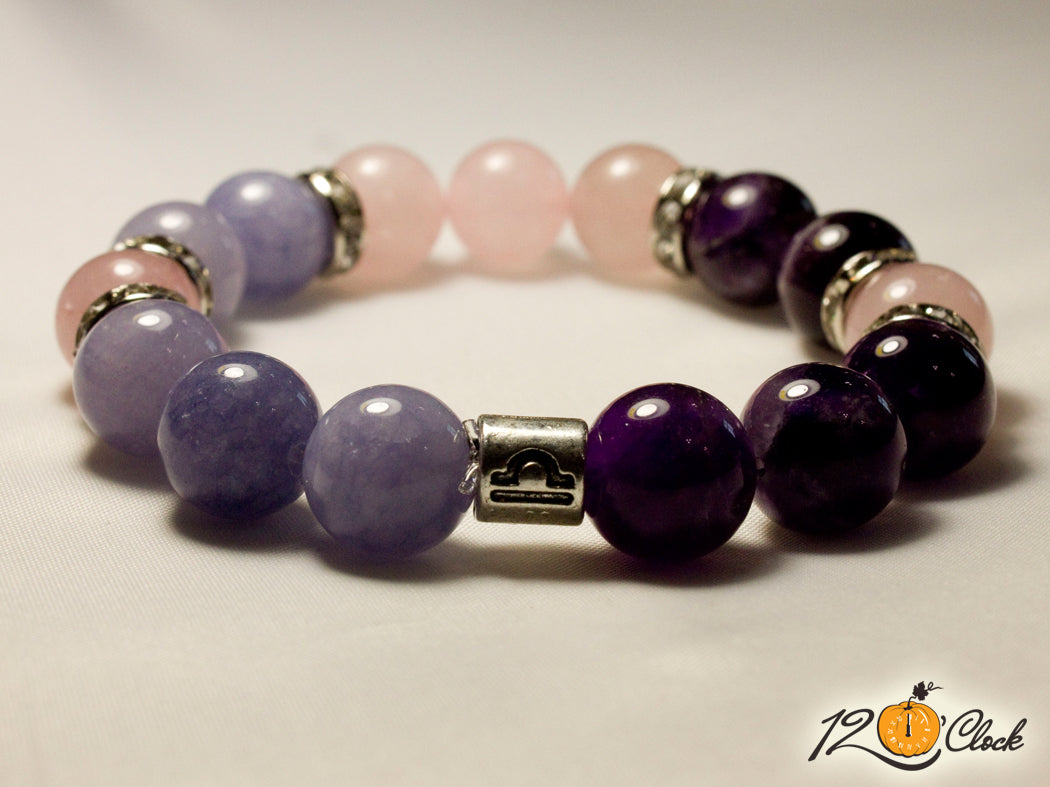 Гривна Аметист, аквамарин и розов кварц - Зодия Везни от Twelve O'clock