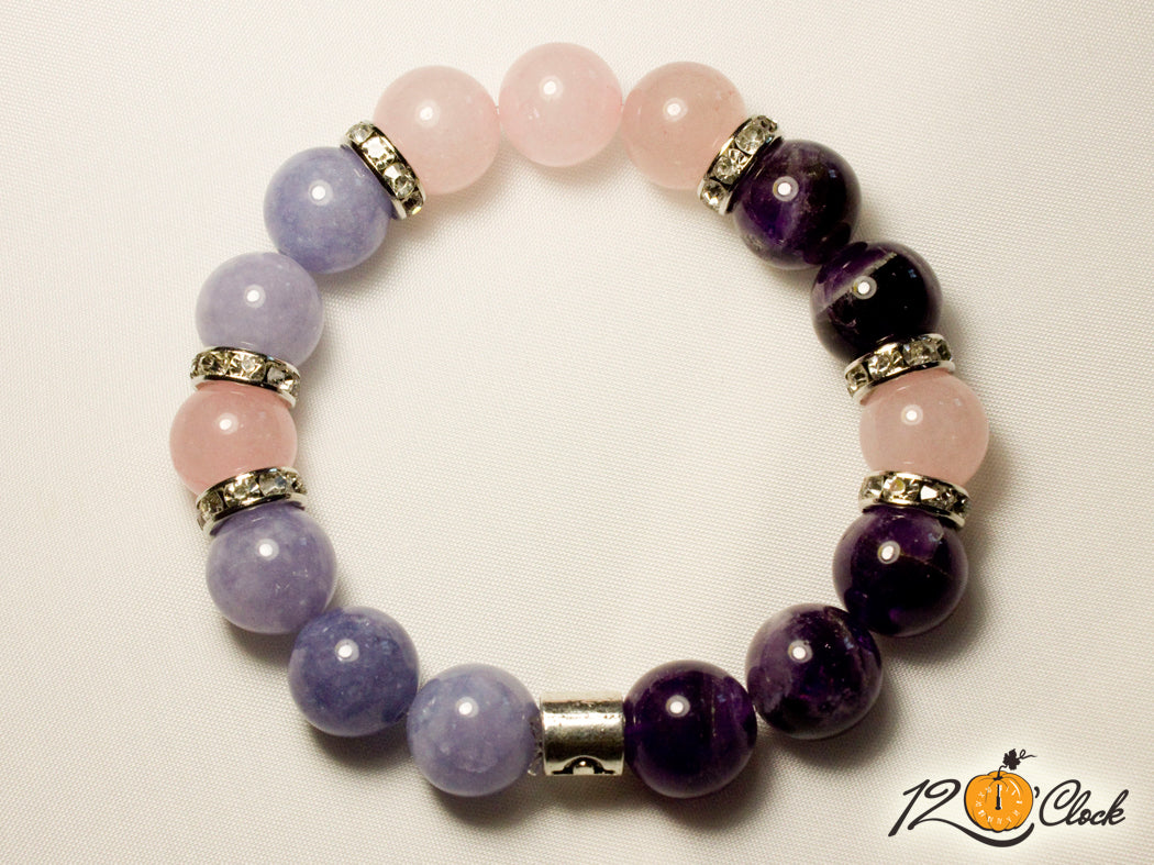 Гривна Аметист, аквамарин и розов кварц - Зодия Везни от Twelve O'clock
