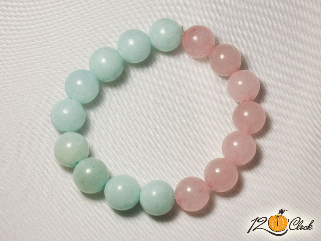 Холистична гривна розов кварц и син калцит от Twelve O'clock