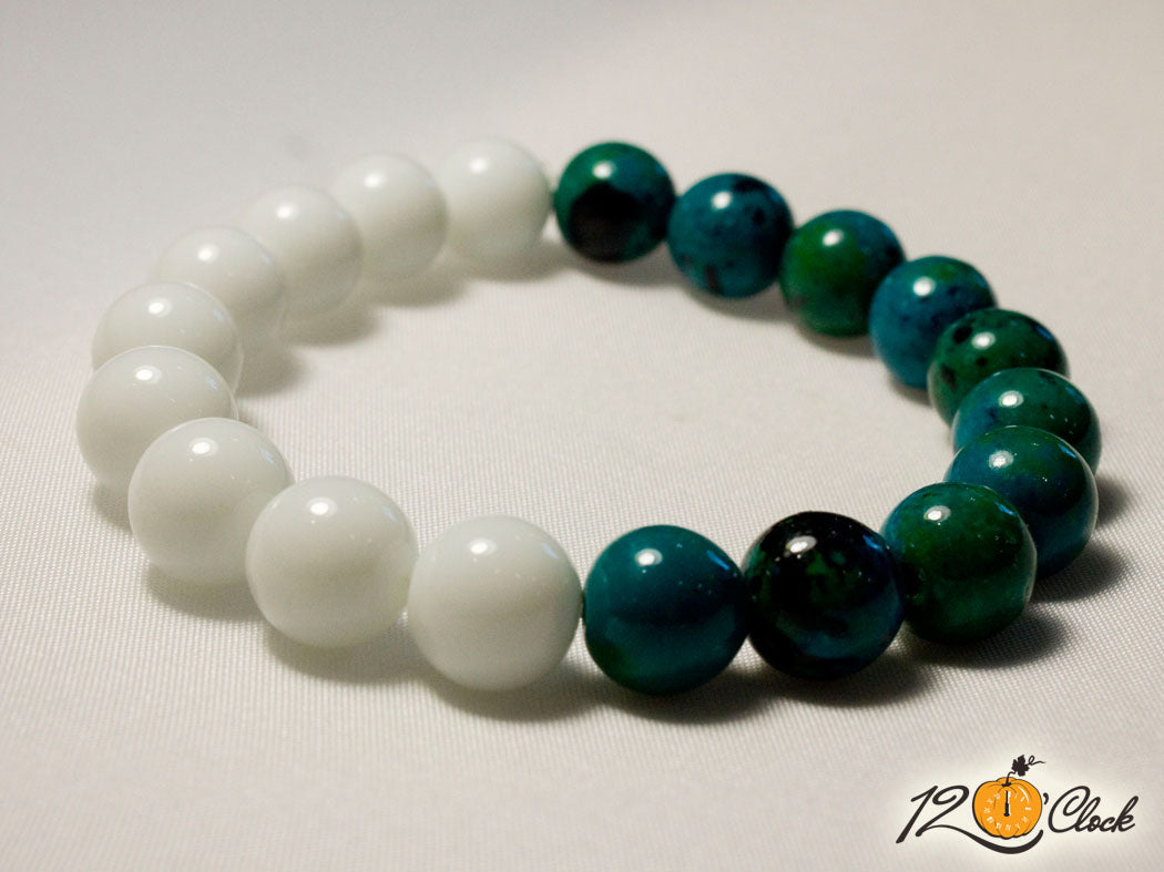 Холистична гривна зелена хризокола и бял ахат от Twelve O'clock