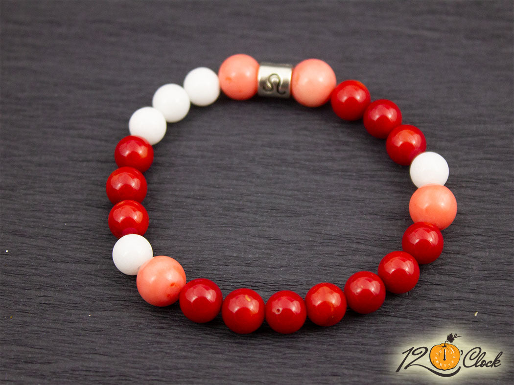 Гривна "Червен корал, розов корал и седеф" - зодия Лъв