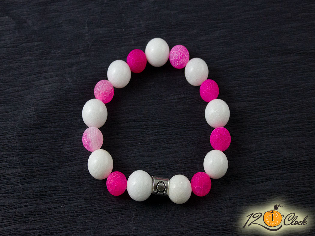 Гривна "Седеф и розов драконов ахат" - зодия Телец