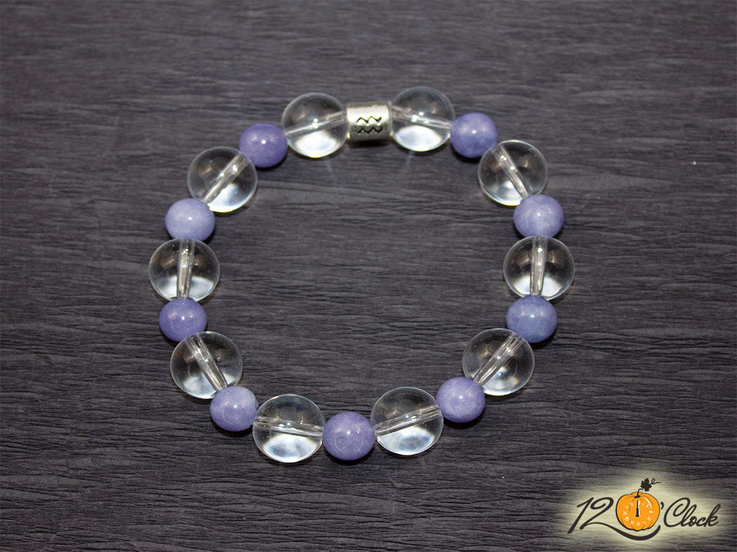 Гривна "Аквамарин и планински кристал" - Зодия Водолей