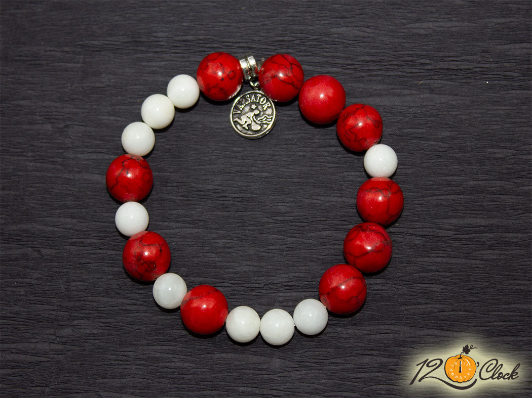 Гривна "Червен тюркоаз и седеф" - Зодия Водолей