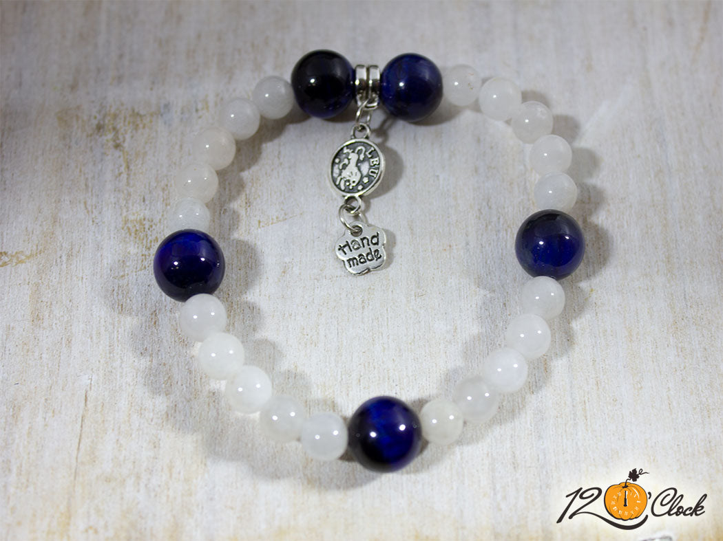 Гривна "Синьо тигрово око и халцедон" - зодия Лъв